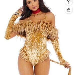 HALLOWEEN  Sexy Forplay Scaredy Lion Faux Fur Bodysuit Wizard of Oz Costume
